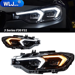 Phares LED WLJ pour <span class=keywords><strong>BMW</strong></span> Série 3 F30 2012-2019, style G20, boîtier noir, double crochet, DRL, projecteur LED - Product Image 1