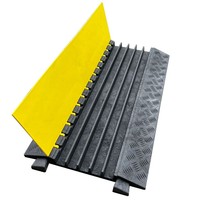 Protector de Cables de 5 Canales, Rampa de Goma y Plástico para Protección de Cables en Carreteras, 38x38mm 900mm
