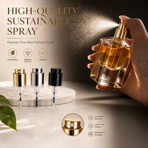 Botella de Perfume Cuadrada de Vidrio de Lujo de 100 ml de Buena Calidad con Detalles en Dorado y Pulverizador de Presión - Product Image 5