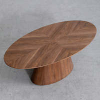 Table basse en bois massif massif style moderne, simple, ovale, table de thé, de noyer, meuble de salon