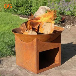 Foyer en acier corten personnalisé pour jardin extérieur Conception de combustion du bois en métal durable Vente en gros pour combustible de bois de chauffage créatif - Product Image 5
