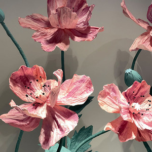 Lot <span class=keywords><strong>de</strong></span> 3 fleurs artificielles en papier roses faites à la main pour décoration murale, fenêtre ou arrière-plan <span class=keywords><strong>de</strong></span> mariage - Product Image 6