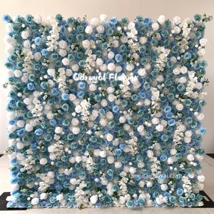 Pared de Flores Artificiales Blancas Frescas y Verdes Suaves, Fondo Minimalista para Propuesta de Matrimonio, Arreglo de Boda, Escenario - Product Image 2