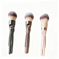 Ensemble de 4 pinceaux à maquillage magnétiques portables à poils doux en fibres synthétiques avec manche en plastique pour fard à paupières en poudre