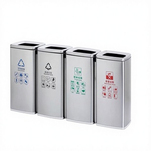 Contenedor de <span class=keywords><strong>Basura</strong></span> de Acero Inoxidable, Clasificador de <span class=keywords><strong>Basura</strong></span> Comercial, Apto para Áreas Públicas, Centros Comerciales e Interiores - Product Image 1