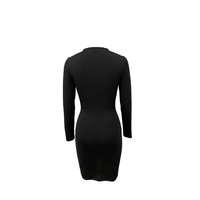 Robe moulante mini noire à manches longues et col montant pour femme grande taille, sexy, pour soirée, club ou sortie nocturne - Fabricant