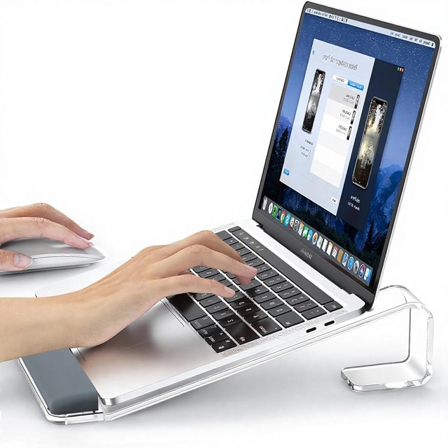 Acrylic Laptop Stand Wrist Support Ergonomic Design Detachable Riser Portable for MacBook Air Pro Dell XPS (10-17")