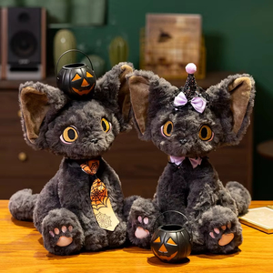 Giocattoli di Peluche Gatto Nero Spaventato con Luce a Zucca per Feste di Halloween, Vendita Calda 2026 - Product Image 4