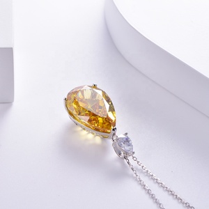 Collar Kirin 5A de Plata 925 con Oro Blanco y Diamantes CZ Corte Pera en Amarillo Canario, Estilo Moderno para Compromiso - Product Image 6