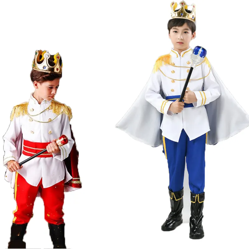 Boys Prince Charming Costume Kids Medieval Royal Prince Outfit Toddler Prince King Halloween Birthday Fancy Dress Up Costumes