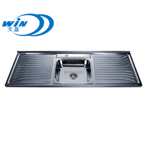 Évier de cuisine en acier inoxydable avec double égouttoir, cuve simple, finition polie, durable, pour usage commercial et domestique - Product Image 1