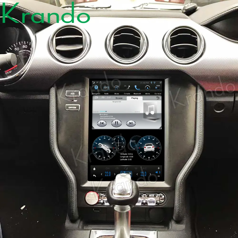 Krando Tesla Stijl 12.1 ''Android Auto Headunit Tesla Scherm Voor Ford Mustang 2010 - 2014 Ingebouwde Dsp Android Auto Stereo