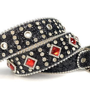 Cintura Western da Cowboy con Strass Rossi, Cintura Bling Bling con Cristalli e Diamanti <span class=keywords><strong>per</strong></span> Uomo, Cinto De Strass - Product Image 3