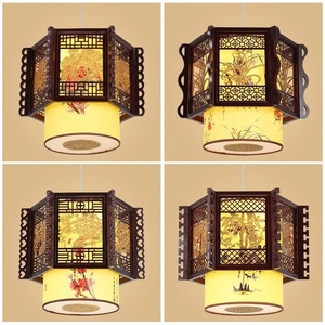 Lustre antique de style chinois, lampe de restaurant, hôtel, projet de fondue chinoise, prune, orchidée, chrysanthème - Product Image 1
