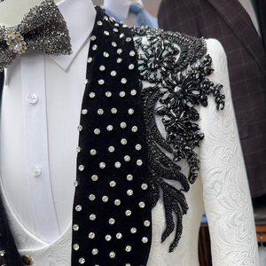 <span class=keywords><strong>Lentejuelas</strong></span> bordadas de Boutique hechas a medida, esmoquin de boda de gama alta personalizado brillante, <span class=keywords><strong>traje</strong></span> ajustado blanco para graduación - Product Image 2