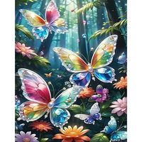 Chenistory Peinture Diamant Papillon, Tableau Mural, Peinture Diamant pour Adultes, Motif Animal, Diamants Ronds Complets, Décoration Murale Moderne
