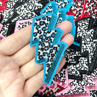 En gros, Patch éclair brodé de sequins léopard, Badge thermocollant, Applique Y2K, Motif animal guépard, pour vêtements, sacs, chapeaux, DIY