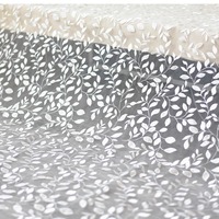 Tissu en dentelle blanche à petites feuilles, tulle brodé motif floral élégant pour robes et rideaux féminins