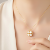 LUOYUNE Vente en gros Collier pendentif pour femme en laiton plaqué or 18 carats avec zircon brillant et trèfle à quatre feuilles, coloré et tendance