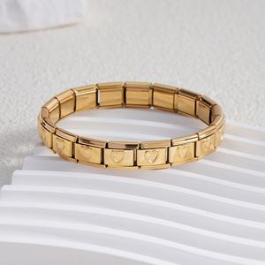 Modular Heart Bracelet Stainless Steel Elastic Unisex Gift Jewelry Bangle - Product Image 2