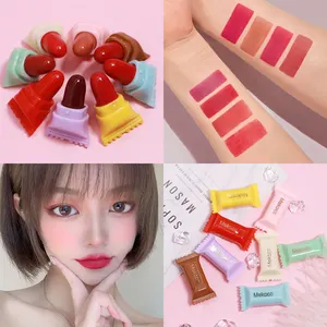 Lipstik Mini Candy organik vegan tahan air Matte mengkilap, Lipstik Kit bibir tahan lama tahan air