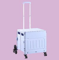 Chariot de courses pliable en plastique pour supermarché, chariot de camping avec roues