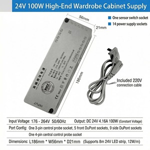 Alimentation électrique pour armoire, convertisseur d'alimentation pour rétroéclairage <span class=keywords><strong>LED</strong></span>, transformateur de garde-robe DC24V 100W - Product Image 3