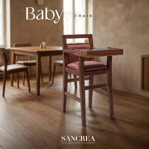 Chaise haute bébé portable en bois avec fonction d'inclinaison et de balancement, plateau repas et siège rembourré pour usage intérieur, domestique ou hôtelier - Product Image 2