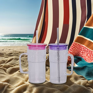 Gobelet en plastique transparent avec poignée, mug à eau et à café avec couvercle à paille, cadeau de rentrée scolaire, fabriqué au Vietnam - Product Image 2