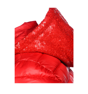 Female <strong>Lightweight</strong> Custom Red Sequin Hooded Down Jacket <strong>Women</strong> Insulated Poly Padded Puffer <strong>Coat</strong> - Product Image 3