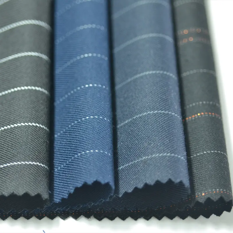 Sunplustex suiting fabric for men material tr yarn dyed stripe fabric italian wedding suits for men 2023