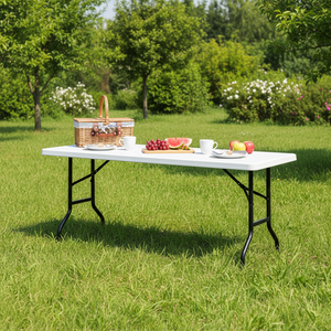 Table pliante d'extérieur avec pieds en acier, en plastique HDPE blanc, pour pique-nique, jardin, événements, <span class=keywords><strong>camping</strong></span> - Product Image 2