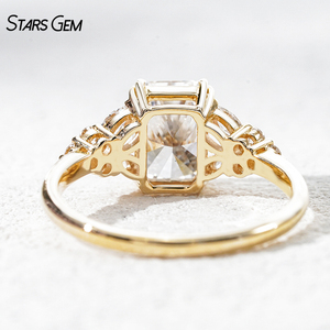 เครื่องประดับเพชรชั้นเลิศ Starsgem แหวนหมั้นทองคำแท้10K ประดับเพชรหลุยส์รูปทรงเรเดียนต์เพชรปลูกในห้องปฏิบัติการน้ำหนัก2.0กะรัต - Product Image 2
