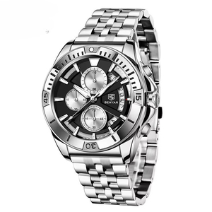 Reloj Deportivo Casual para Hombre, Cronógrafo, Correa de Cuero, Resistente al Agua, Clásico, de Vestir, de Cuarzo, con Ventana de Calendario - Product Image 5