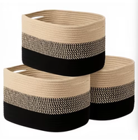 Panier de rangement en corde de coton, organiseur de bureau, boîte de rangement pour jouets, en tissu, multifonctionnel, pliable, grande capacité, modèle