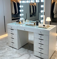 Table de maquillage de style nordique pour usage domestique, table de maquillage tout-en-un de grande capacité avec plusieurs tiroirs, table de maquillage de qualité commerciale