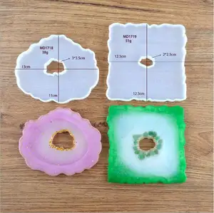 Resin Easy Geode Coaster Molds - 5 PCS Silicone Coaster Molds for Resin -  Hollow Agate Coaster Epoxy Molds - Great for Making