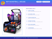 Machine de basket-ball d'arcade de luxe avec LED, jeu de tir et enregistrement des scores, 275x100x280 cm, pour FEC, bar, centre commercial