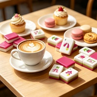 Jeu de Mahjong en Acrylique Cœur Attrayant avec Nœuds Roses – Tuiles de Mahjong pour Soirées Familiales