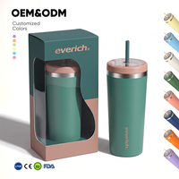 Tasses isothermes de voyage en acier inoxydable à double paroi de 24 oz, personnalisables avec logo ODM, réutilisables, avec paille en silicone – Nouveauté !