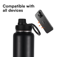 Flacons à vide de sport à double paroi avec logo personnalisé Bouteille d'eau Magsafe isolée en acier inoxydable de 32oz avec couvercle magnétique support pour téléphone