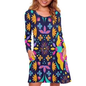 Venta al por mayor de ropa de <span class=keywords><strong>mujer</strong></span> con flor y pájaro <span class=keywords><strong>mexicano</strong></span>, vestidos ajustados de manga larga elegantes personalizados con estampado de omito <span class=keywords><strong>mexicano</strong></span> bajo demanda para <span class=keywords><strong>mujer</strong></span> - Product Image 3