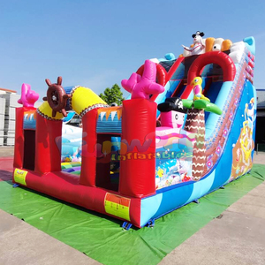 Tobogán inflable de doble carril, castillo inflable comercial combinado, casa inflable con tobogán seco de barco pirata. - Product Image 1
