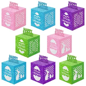 Hot Sales New Easter Egg Rabbit Party Supplies Easter Hollow Color Paper Box Packaging Easter Box