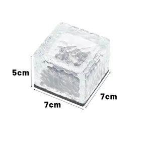Goture-cube de glace solaire transparent, en verre, éclairage led, étanche, lampe de décoration extérieure, brique givrée, meilleur prix d'usine