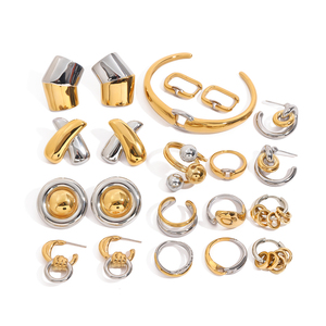 J & D anting-anting baja tahan karat wanita, perhiasan Fashion minimalis baja tahan karat pelat emas 18k - Product Image 1