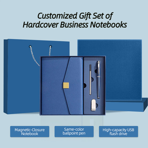 उच्च गुणवत्ता वाले अनुकूलित चमड़े नोटपैड बिंदर ए 5 हार्डकवर डायरी पेन यूएसबी फ्लैश ड्राइव उपहार बॉक्स सेट नोटबुक कॉर्पोरेट लोगो - Product Image 5
