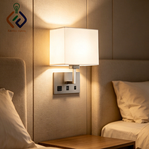 Hotel Project Manufacturer Factory Supplier Fixtures Headboard Sconce Lamparas De Pared Hotel Wall <strong>Lamp</strong> With Outlets and <strong>USB</strong> - Product Image 3