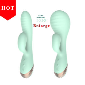 Realista inflable impermeable <span class=keywords><strong>G</strong></span> deporte Multi velocidad modo lengua lamiendo pantalla vibratoria conejo inflar vibrador para hombres - Product Image 1