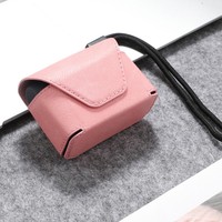 Tas Earphone Kulit PU Portabel, Tas Casing Lengkap untuk Airpods 3 Pro dengan Tali Pembawa